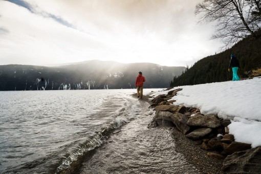 Walking on the beach in the winter